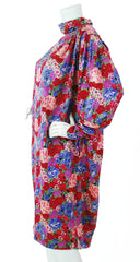1980s Floral Jacquard Silk Sac Dress