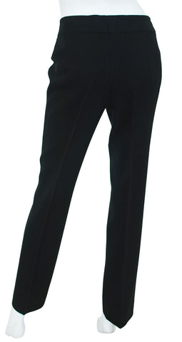 1970s Black Wool Logo Leather Trim Trousers