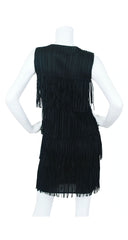 Pleats Please Black Fringe Mini Dress