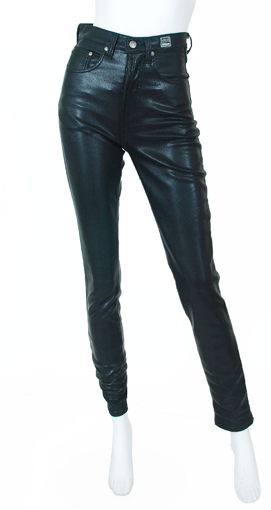 Jeans Couture Black Shiny Disco Pants