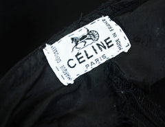 1970s Black Wool Logo Leather Trim Trousers