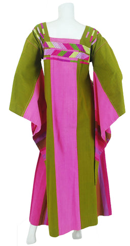 1970s Mexican Embroidered Dramatic Caftan