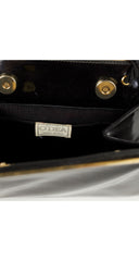1980s Italian Black & Gold Enamel Patent Leather Bag