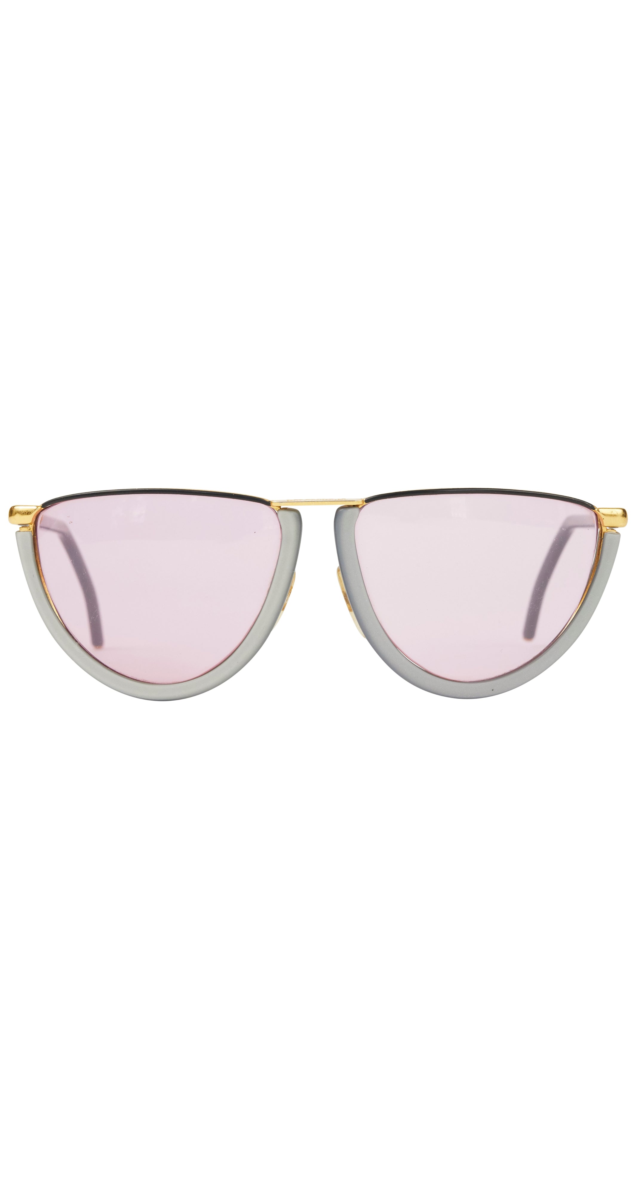 1980s GFF 9 Gray & Gold Half Moon Sunglasses