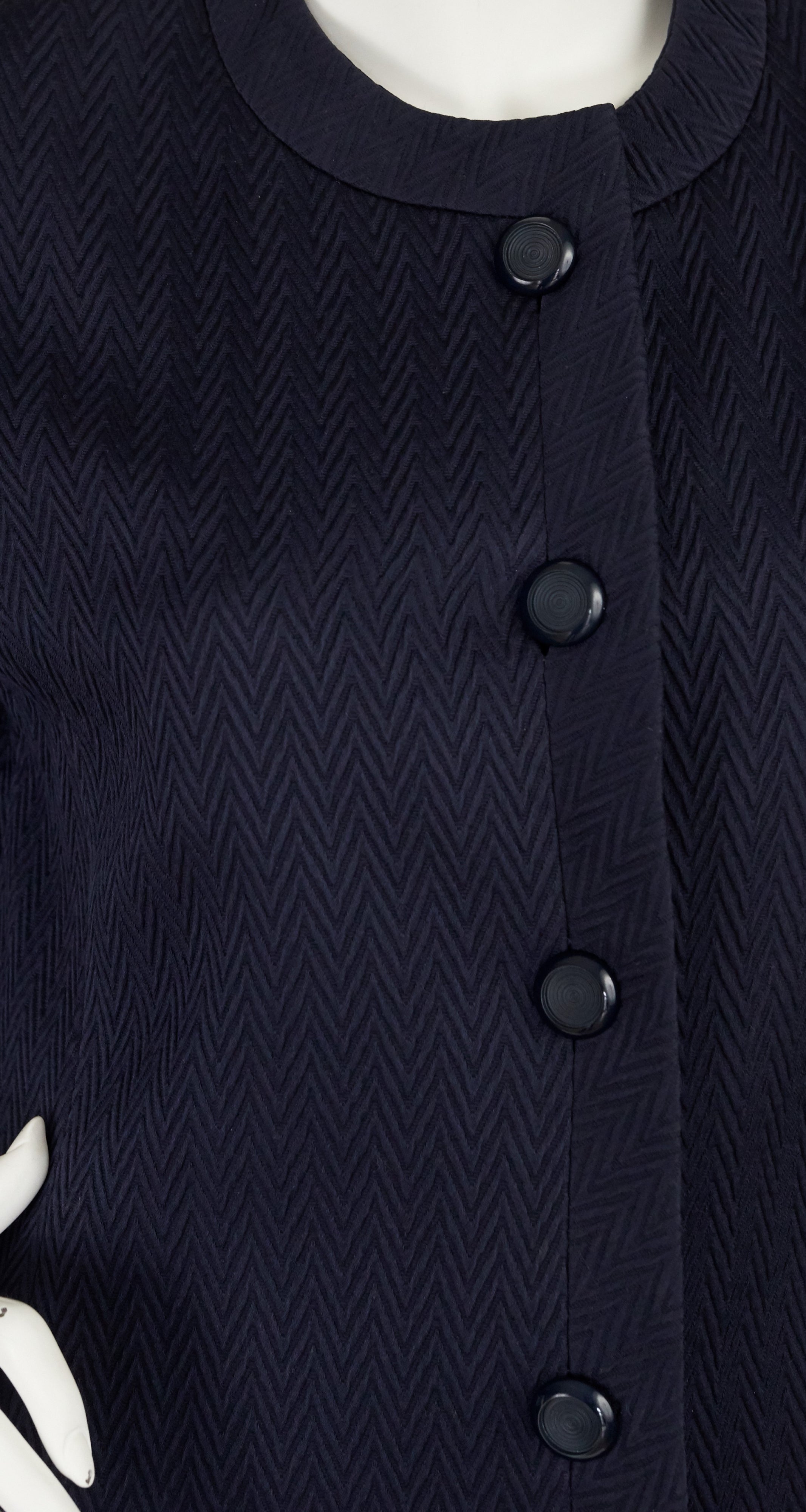 1980s "V" Pattern Navy Blue Cotton Suit