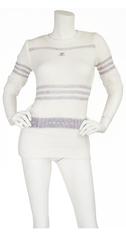 1970s Logo White Short-Sleeve Sweater Top