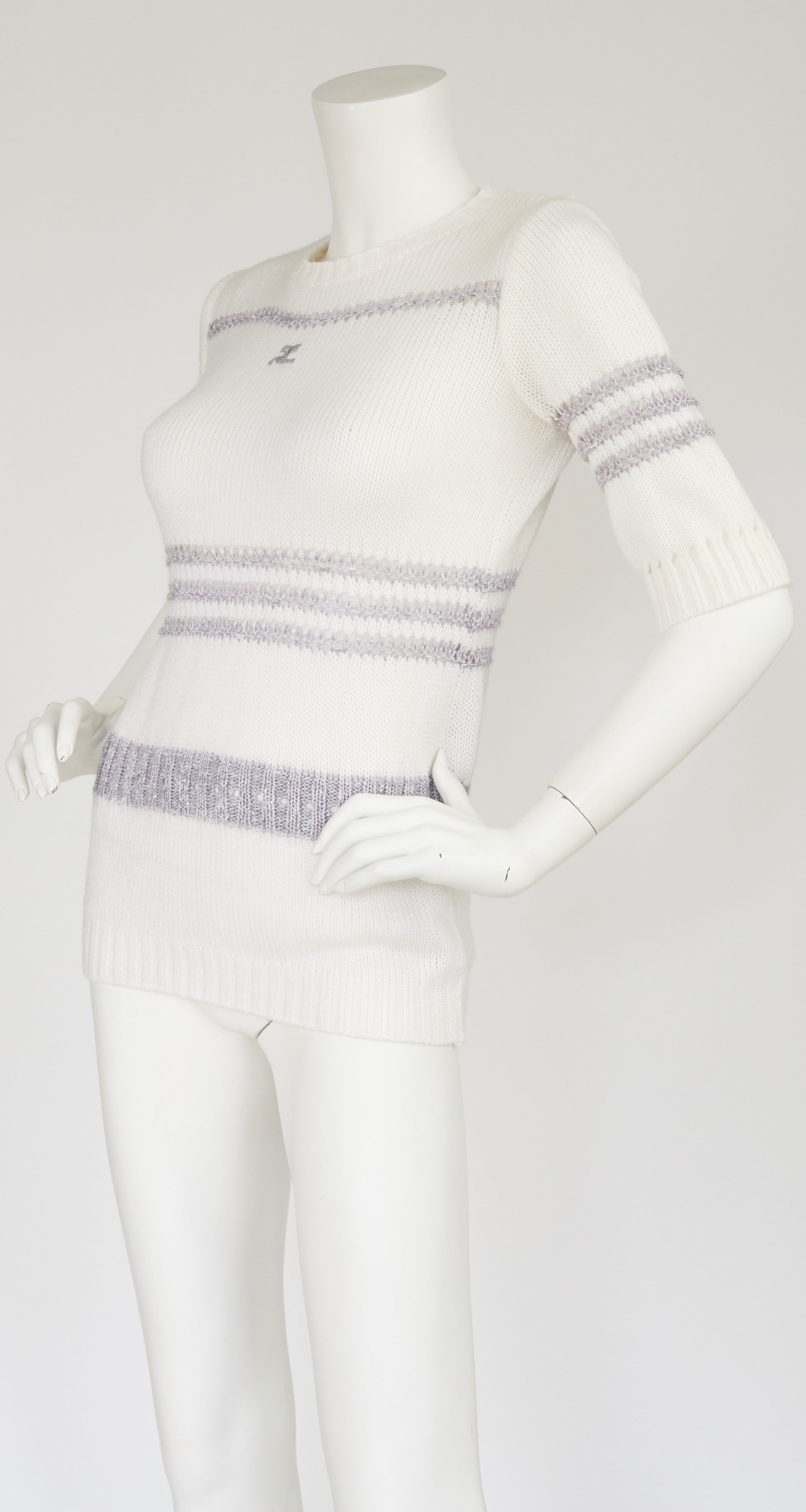 1970s Logo White Short-Sleeve Sweater Top