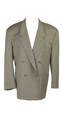 1980s Men's Sage Wool Tapered Suit Jacket