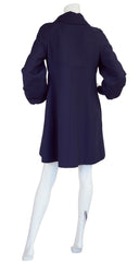1960s French Mod Navy Blue Wool Balloon Sleeve Coat