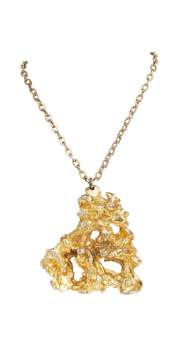 1970s Modernist Gold Plated Signed Pendant Necklace