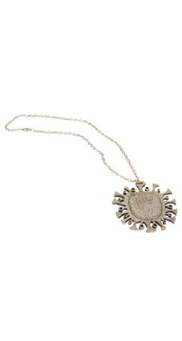 1970s Brutalist Pewter Signed Pendant Necklace