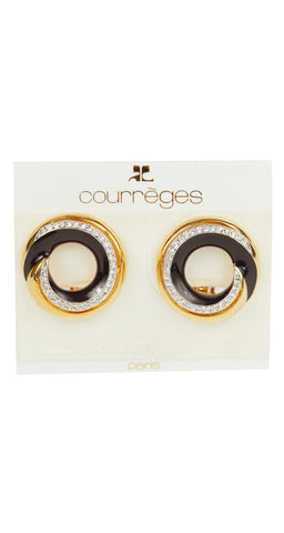 1980s Deadstock NOS Gold Rhinestone Clip-On Earrings