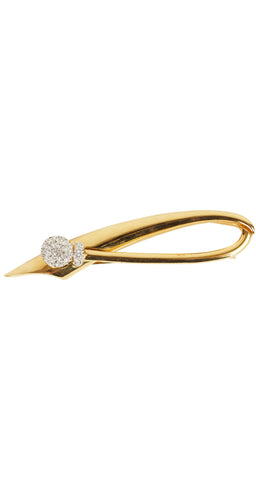 1980s Rhinestone Gold Plated Signed Brooch