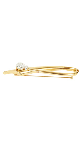 1980s Rhinestone Gold Plated Signed Brooch
