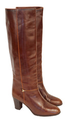 1970s Horsebit Brown Leather Wood Stacked Heel Boots