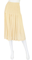 1970s Pale Yellow Silk Pleated Skirt