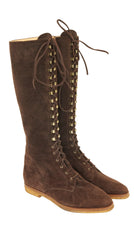 1990s Brown Suede Lace-Up Riding Boots