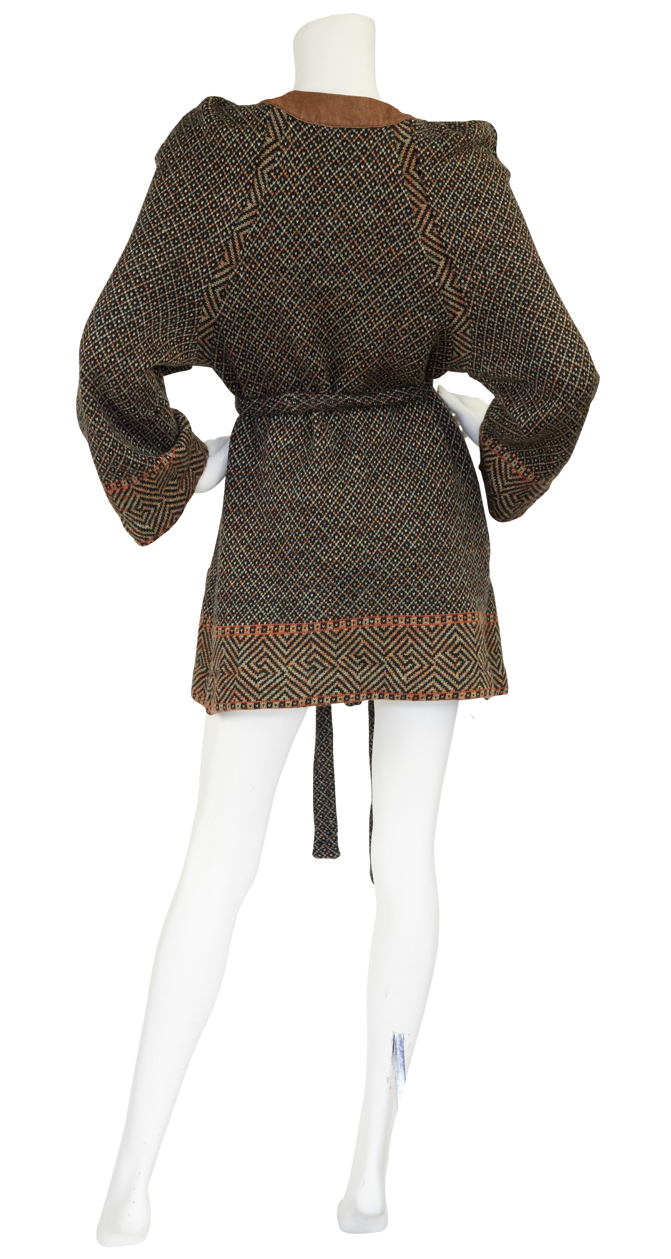 1970s Puff Shoulder Wool Wrap Cardigan