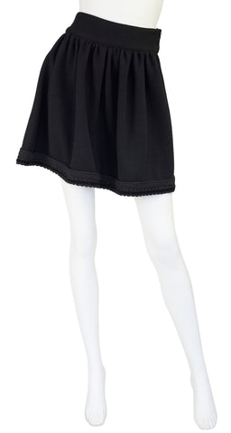 1980s Black Wool Jersey Mini Skirt