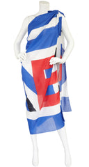 Blue, Red and White Cotton 61” Beach Pareo Wrap