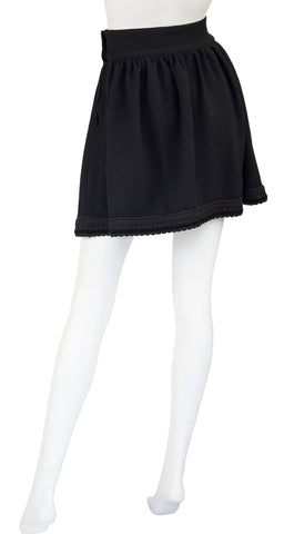 1980s Black Wool Jersey Mini Skirt