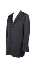 1990s Men's Black Wool and Silk Satin Suit Jacket