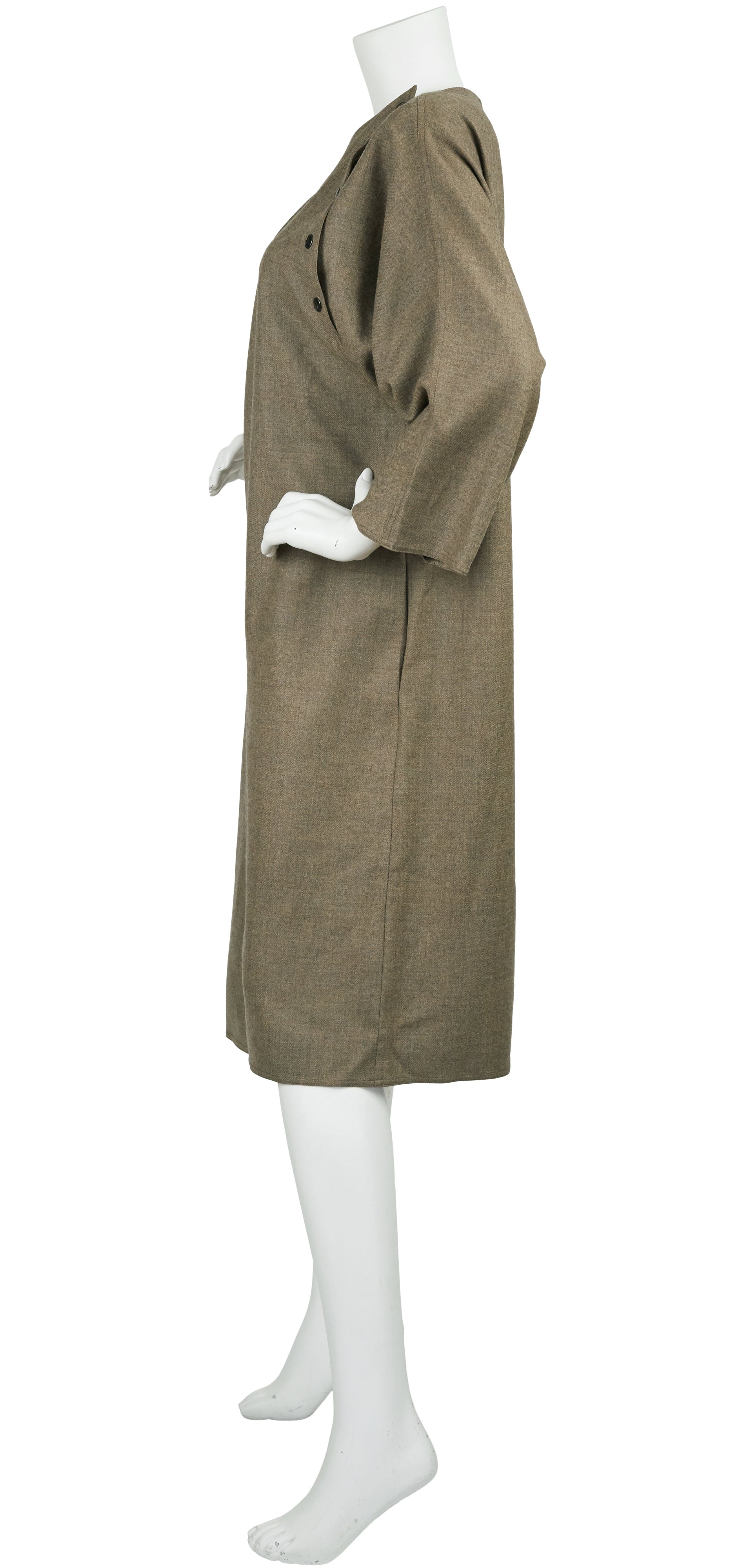 1980s Earth Tone Wool Sack Dress