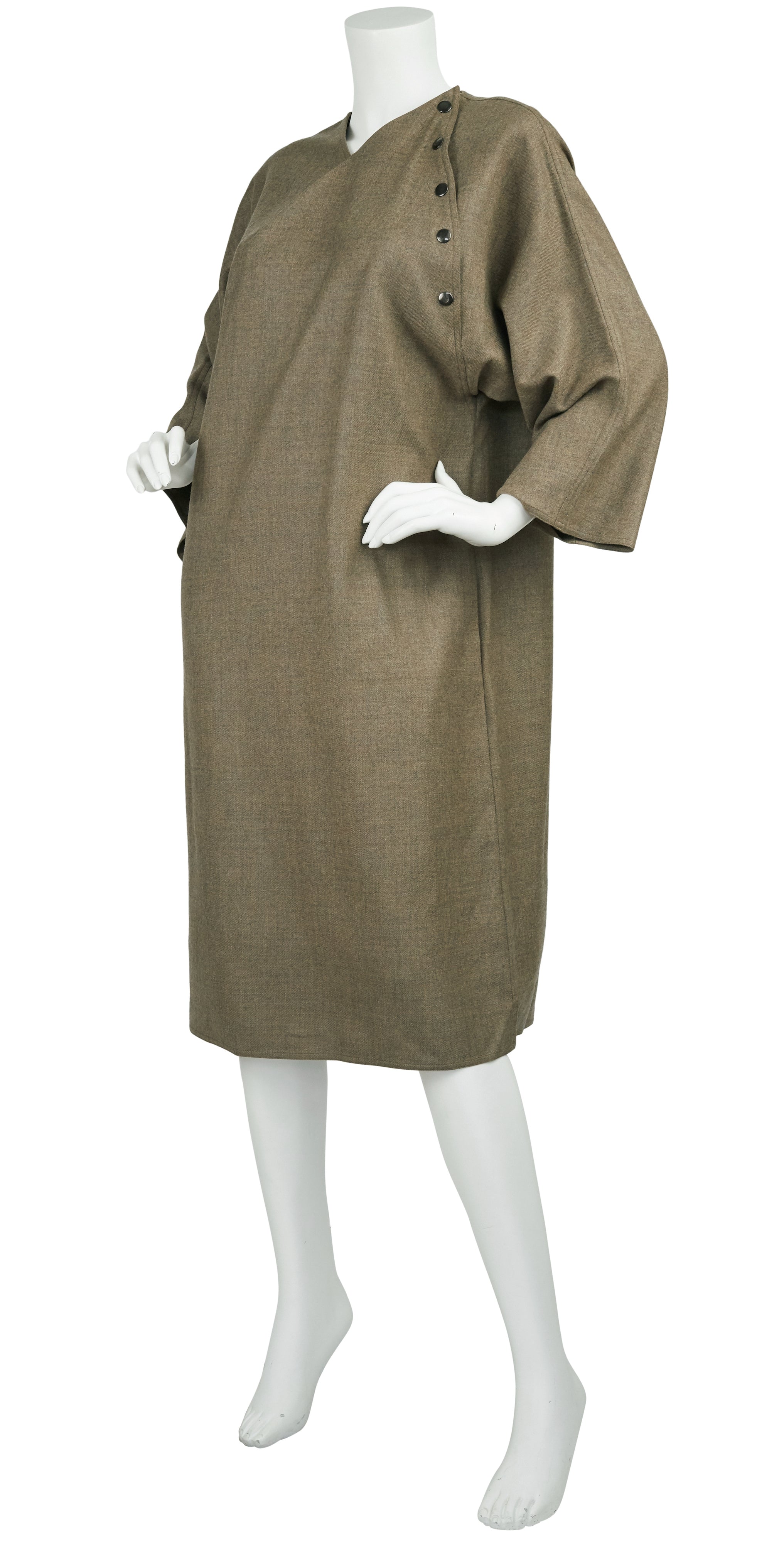1980s Earth Tone Wool Sack Dress