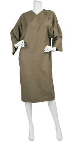 1980s Earth Tone Wool Sack Dress