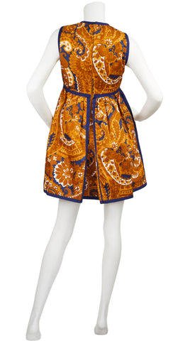 1960s Mod Paisley Brushed Cotton Mini Dress
