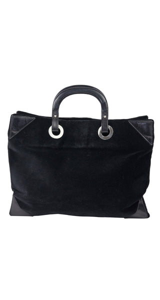 Cesare Piccini 1970s Italian Black Velvet & Leather Hand Bag ...