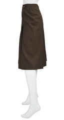 1970s Horsebit Brown Wool Pleated Skirt