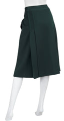 1970s Horsebit Dark Green Wool Pleated Skirt