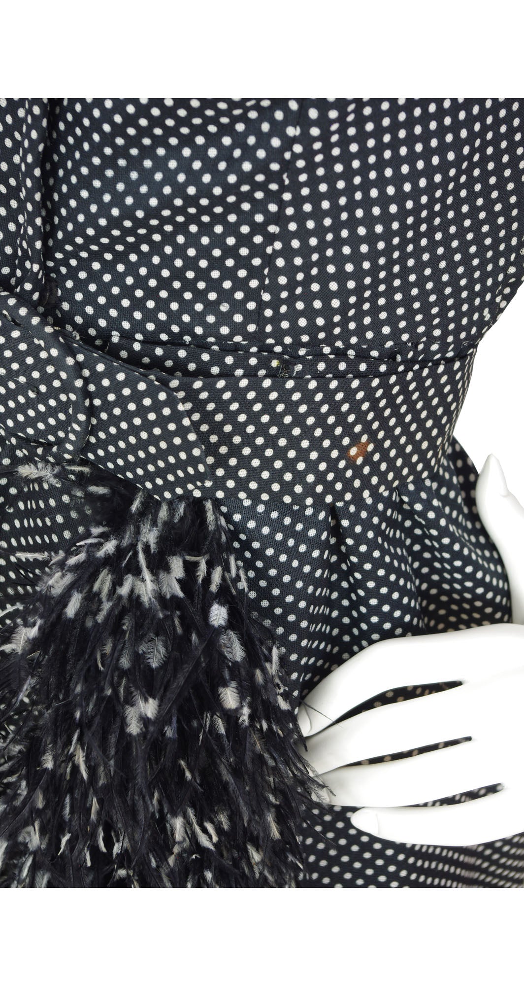 1960s Black Polka-Dot Romper & Ostrich Feather Skirt