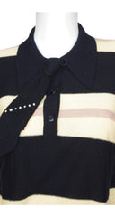 1985 F/W Runway Ascot Tie Striped Wool Sweater