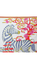 Zebra Floral Print Red Silk Twill Scarf