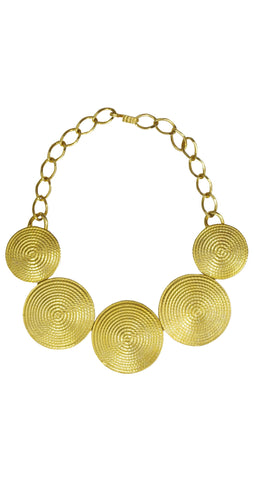 1970s Deadstock Gold Tone Medallion Necklace