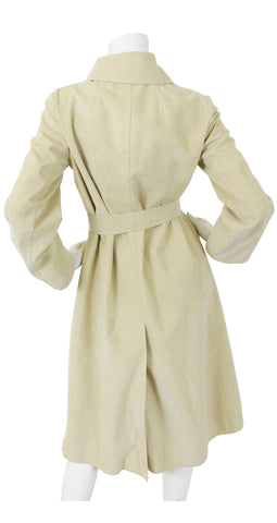 c. 1972 Iconic Beige Ultrasuede Double Breasted Trench Coat