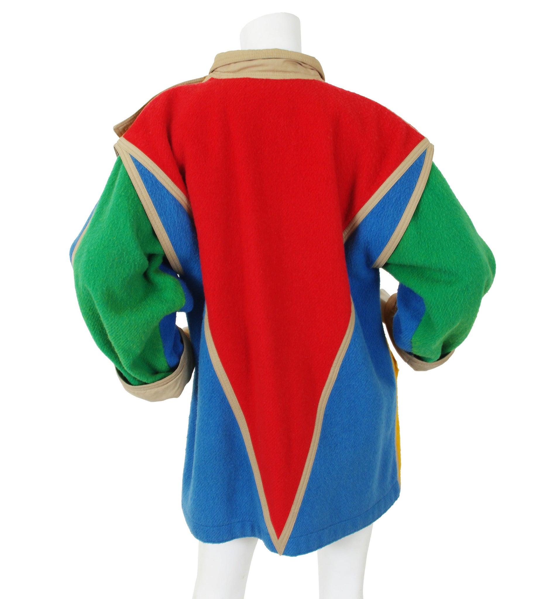 1982 Documented Color Block Wool Coat