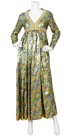 1968 Documented Paisley Silk & Lurex Gown