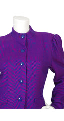 1980s Purple & Magenta Chevron Wool Skirt Suit