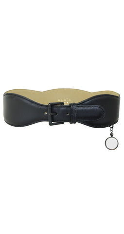Black Leather Heart & Magnifying Glass Belt