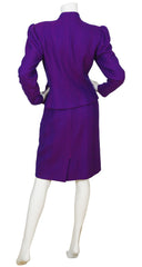 1980s Purple & Magenta Chevron Wool Skirt Suit