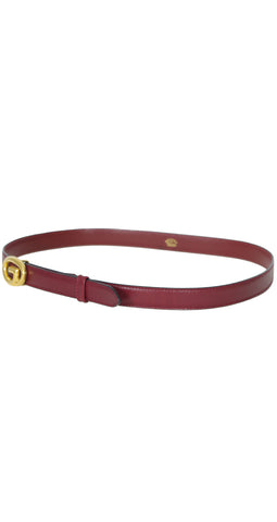1970s Gold "G" Buckle Burgundy Leather Unisex Belt