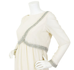 1960s Beaded Cream Chiffon Evening Gown