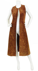 1970s Brown Suede Long Duster Vest