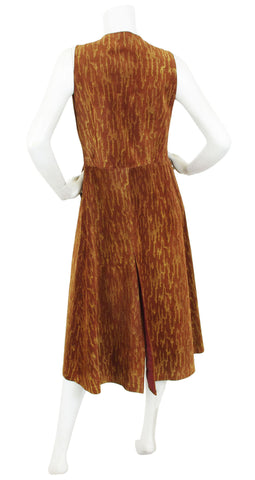 1970s Brown Suede Long Duster Vest
