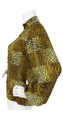 Couture 1970's Animal Print Silk Balloon Sleeve Blouse