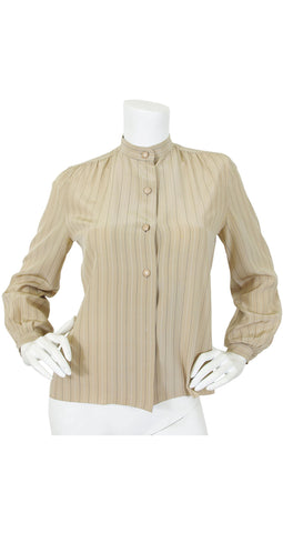 1976 S/S Haute Couture Beige Silk Blouse