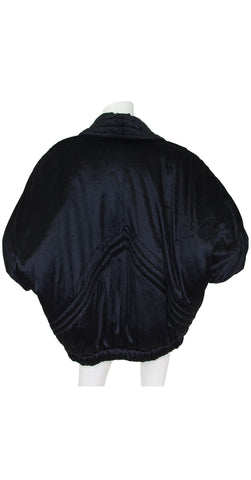 1980s Dramatic Oversized Black Velvet Puffy Coat